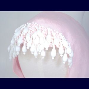 Vintage 60s Rene PINK Fitted Wiggle Dress BEADS Sm